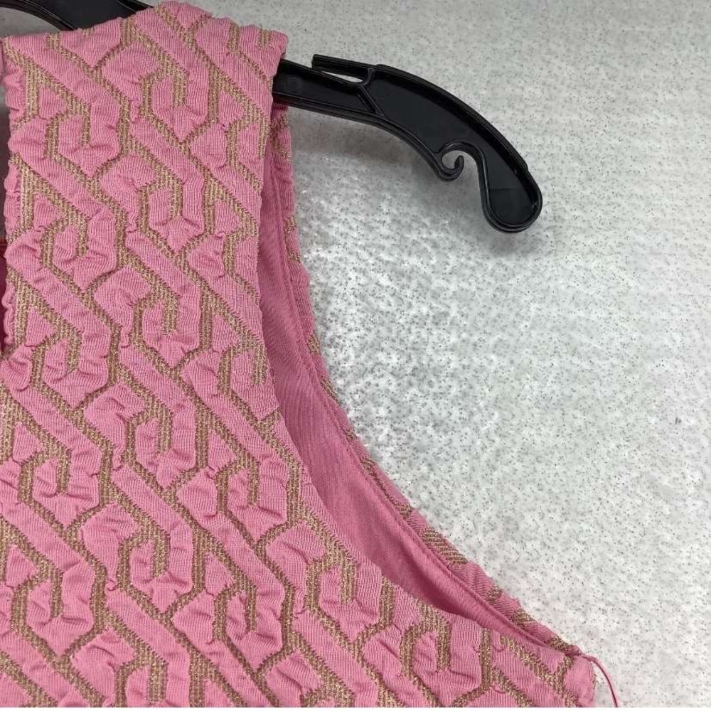 NWT ZARA Women's Pink Round Neck Sleeveless Rhinestone Bodycon Dress Sz S 💗💓 - Picture 3 of 6